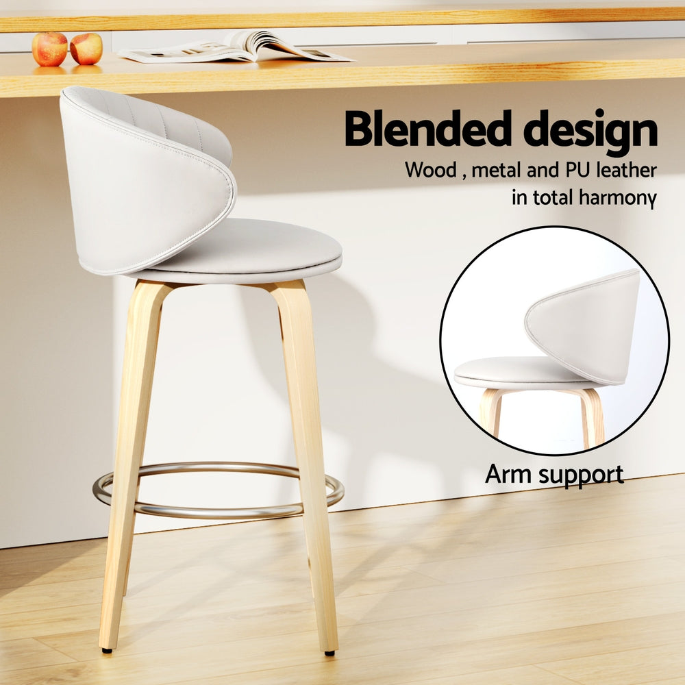 Elliot PU Leather Counter Stool - Beige (Set of 2)