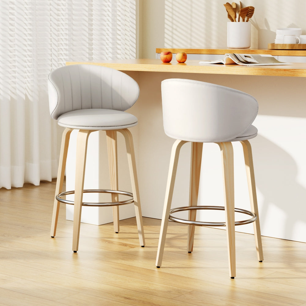 Elliot PU Leather Counter Stool - Beige (Set of 2)