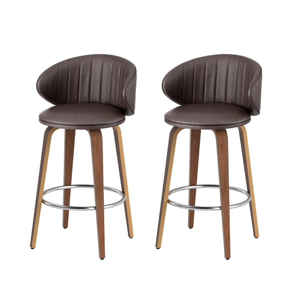 Elliot PU Leather Counter Stool - Brown (Set of 2)
