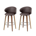 Elliot PU Leather Counter Stool - Brown (Set of 2)