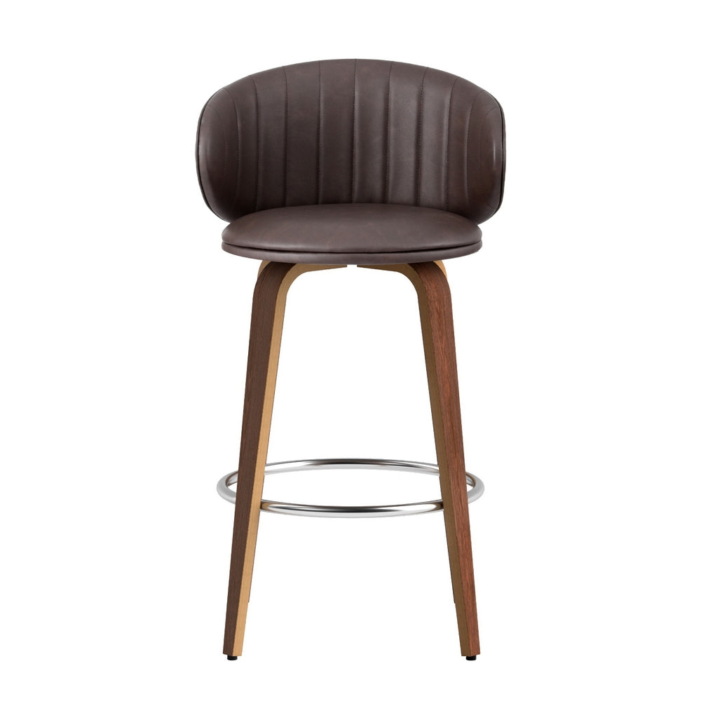 Elliot PU Leather Counter Stool - Brown (Set of 2)