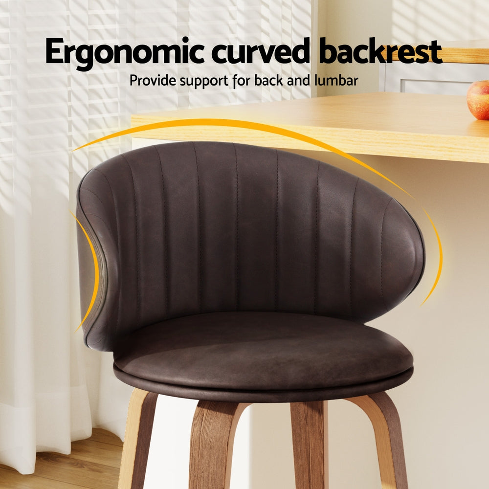 Elliot PU Leather Counter Stool - Brown (Set of 2)