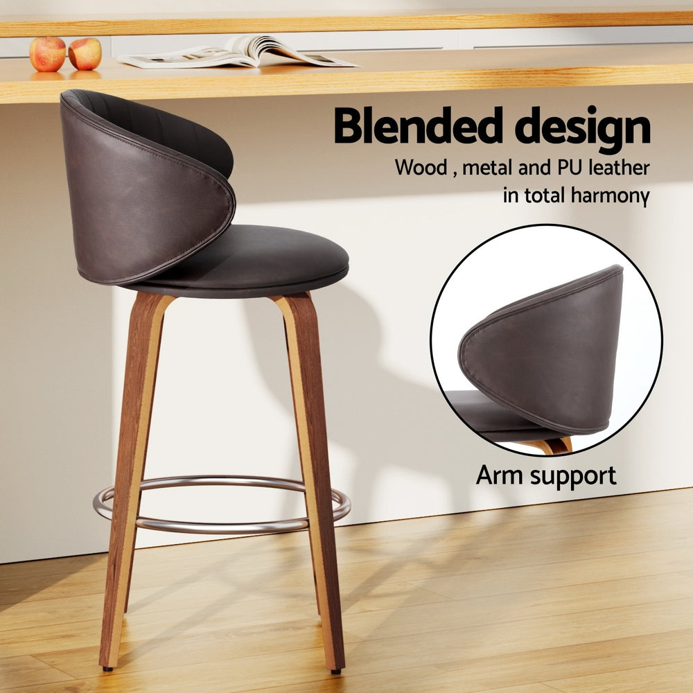 Elliot PU Leather Counter Stool - Brown (Set of 2)