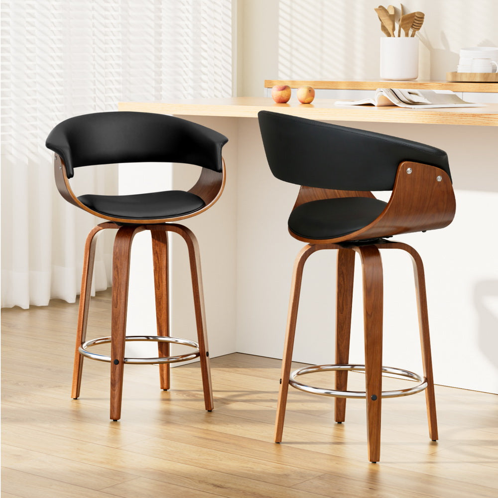 Margot PU Leather Counter Stool - Black (Set of 2)