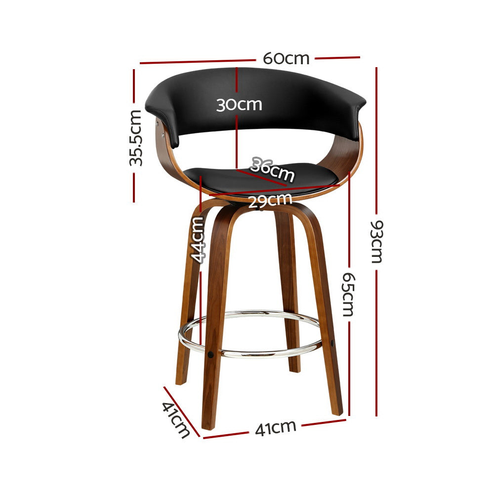 Margot PU Leather Counter Stool - Black (Set of 2)