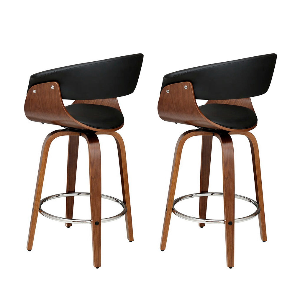 Margot PU Leather Counter Stool - Black (Set of 2)