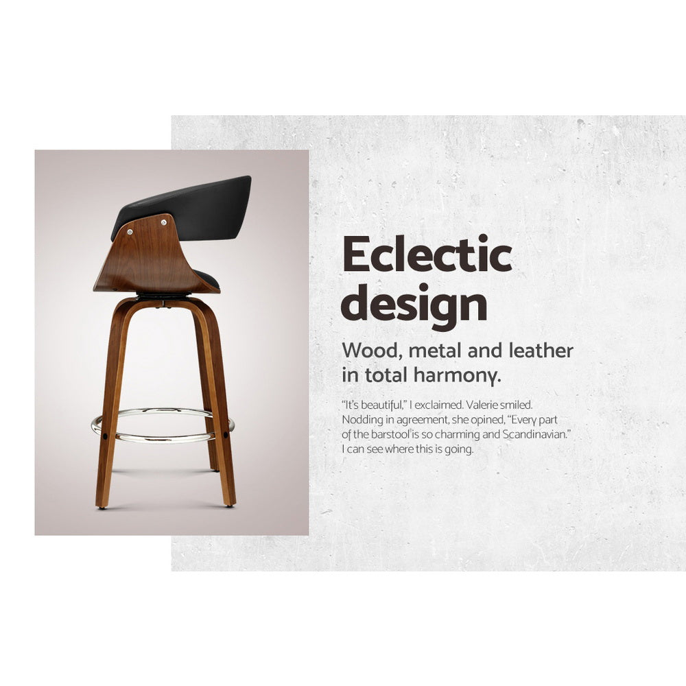 Margot PU Leather Counter Stool - Black (Set of 2)