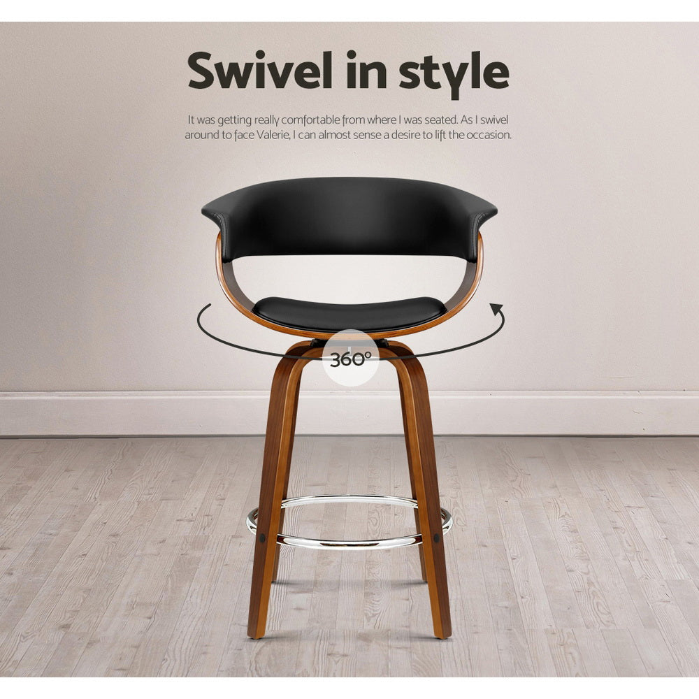 Margot PU Leather Counter Stool - Black (Set of 2)