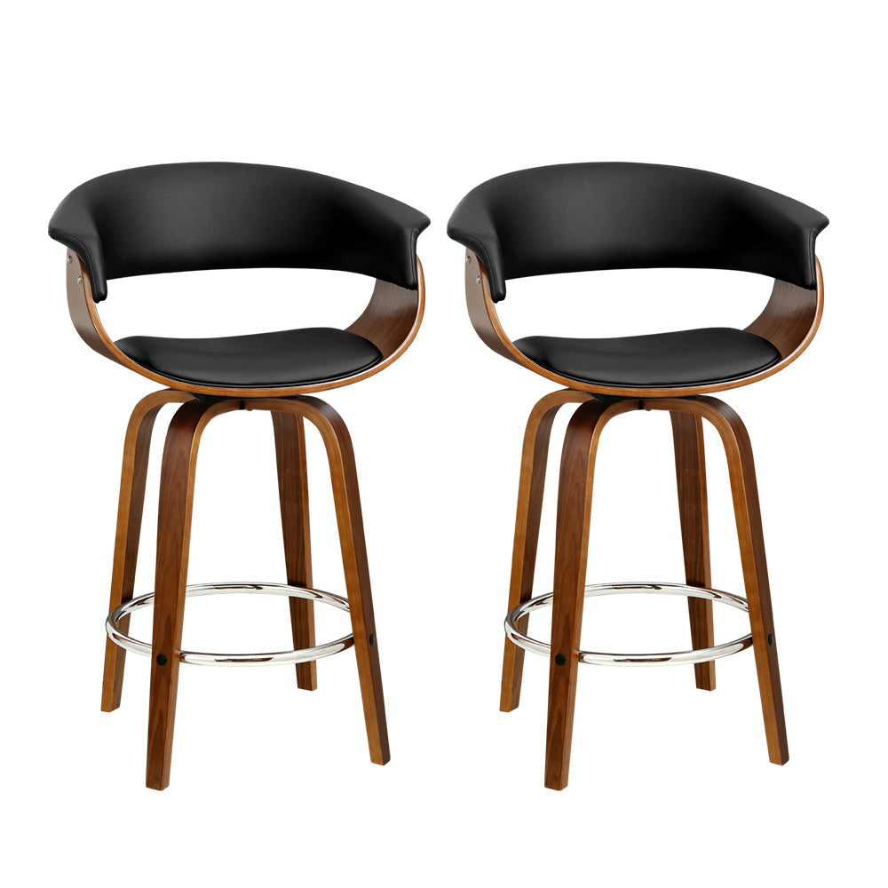 Margot PU Leather Counter Stool - Black (Set of 2)
