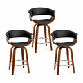 Margot PU Leather Counter Stool - Black (Set of 3)