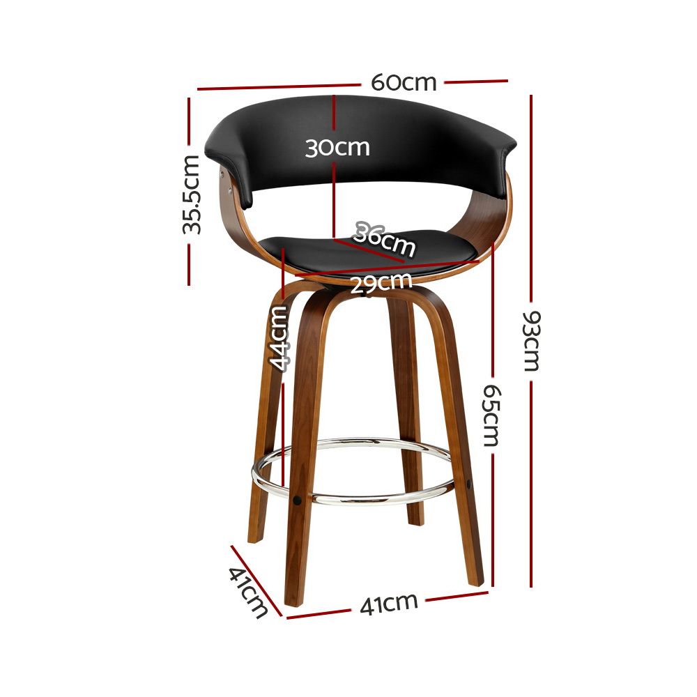 Margot PU Leather Counter Stool - Black (Set of 3)