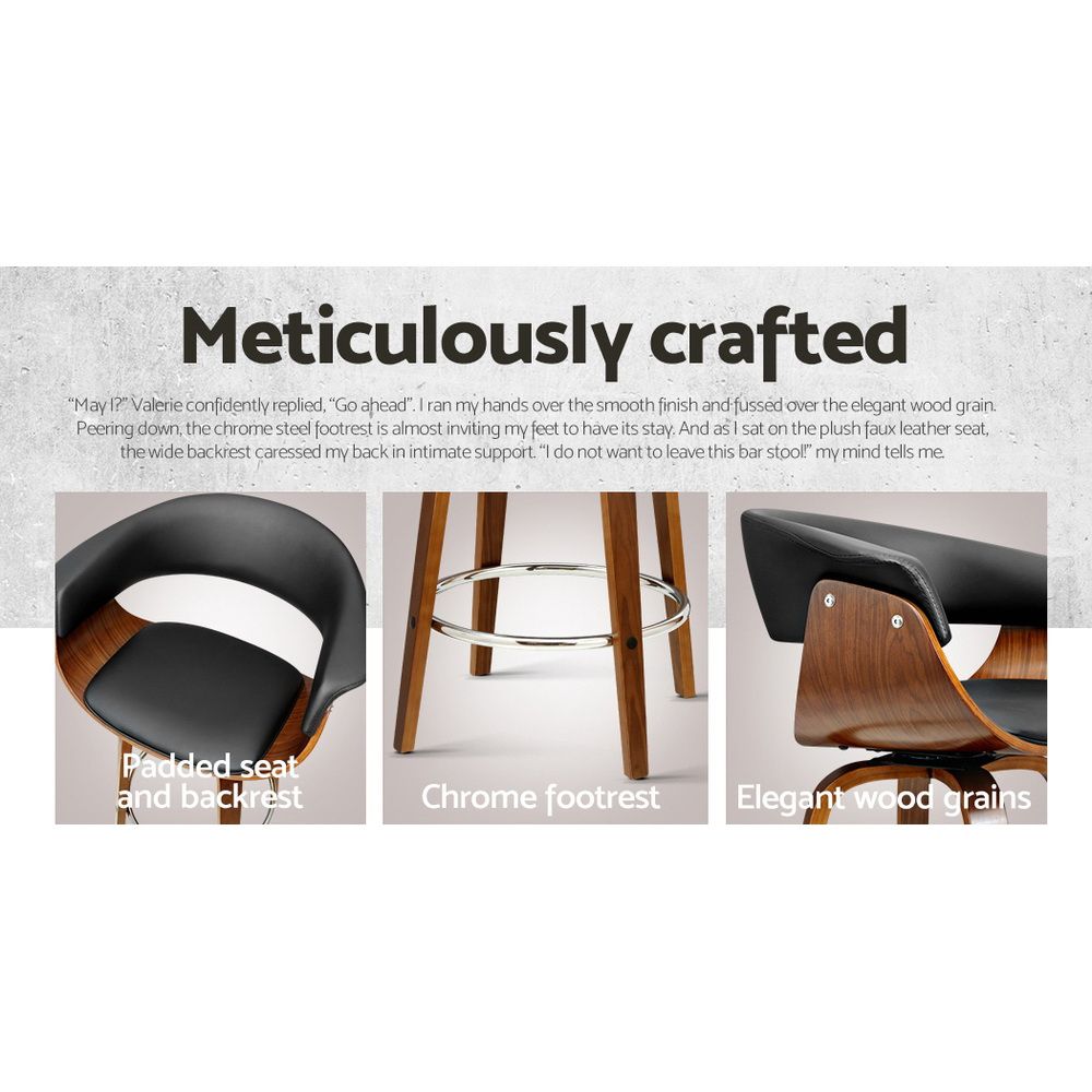 Margot PU Leather Counter Stool - Black (Set of 3)