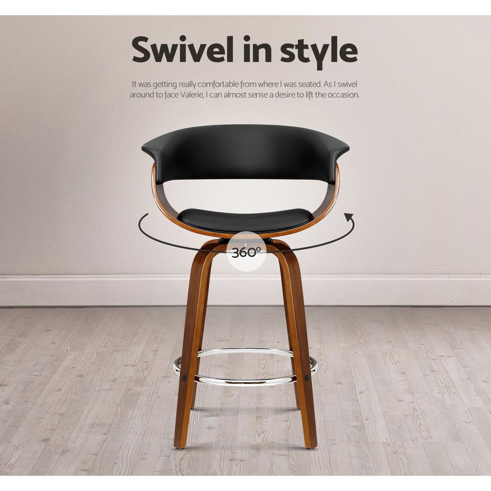 Margot PU Leather Counter Stool - Black (Set of 3)