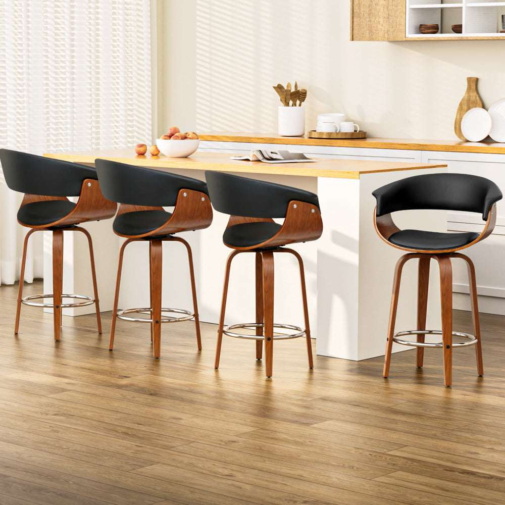 Margot PU Leather Counter Stool - Black (Set of 4)