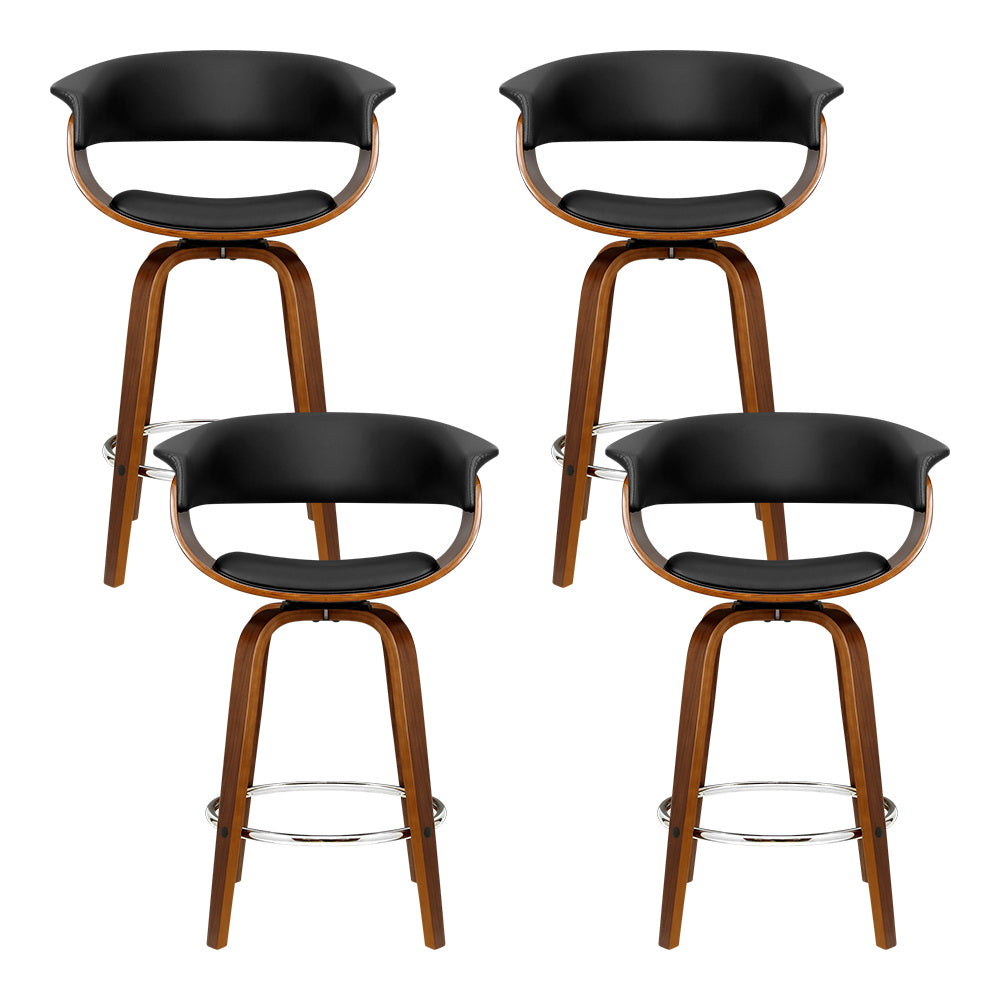 Margot PU Leather Counter Stool - Black (Set of 4)