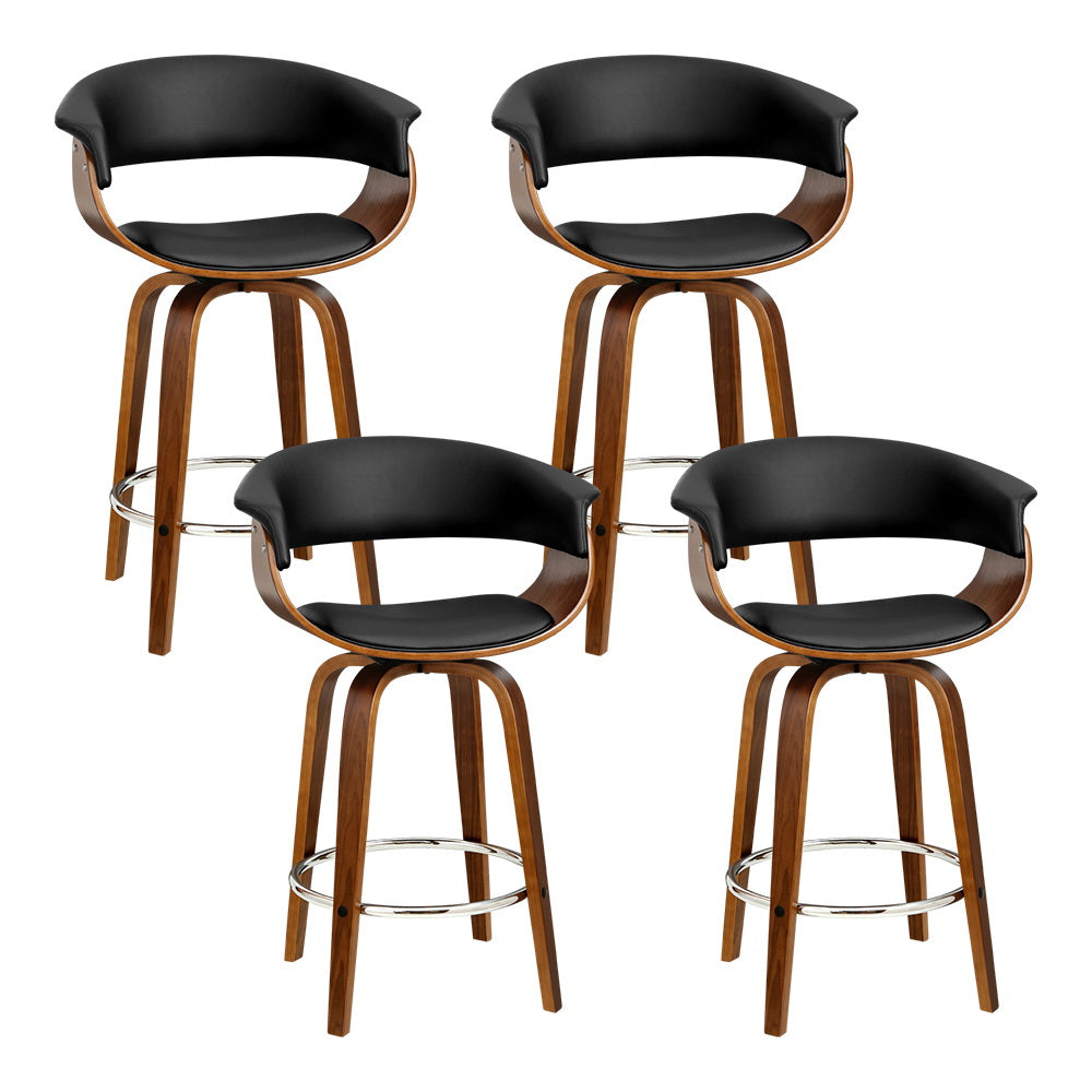 Margot PU Leather Counter Stool - Black (Set of 4)