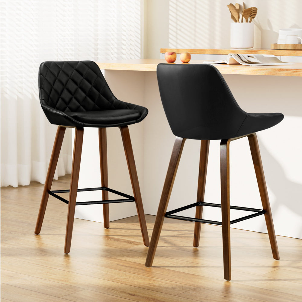 Benjamin PU Leather Counter Stool - Black (Set of 2)