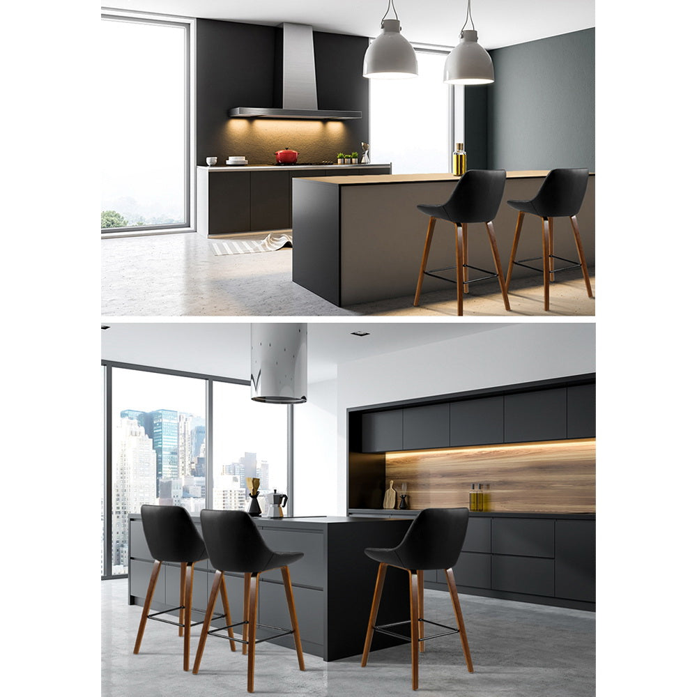 Benjamin PU Leather Counter Stool - Black (Set of 2)