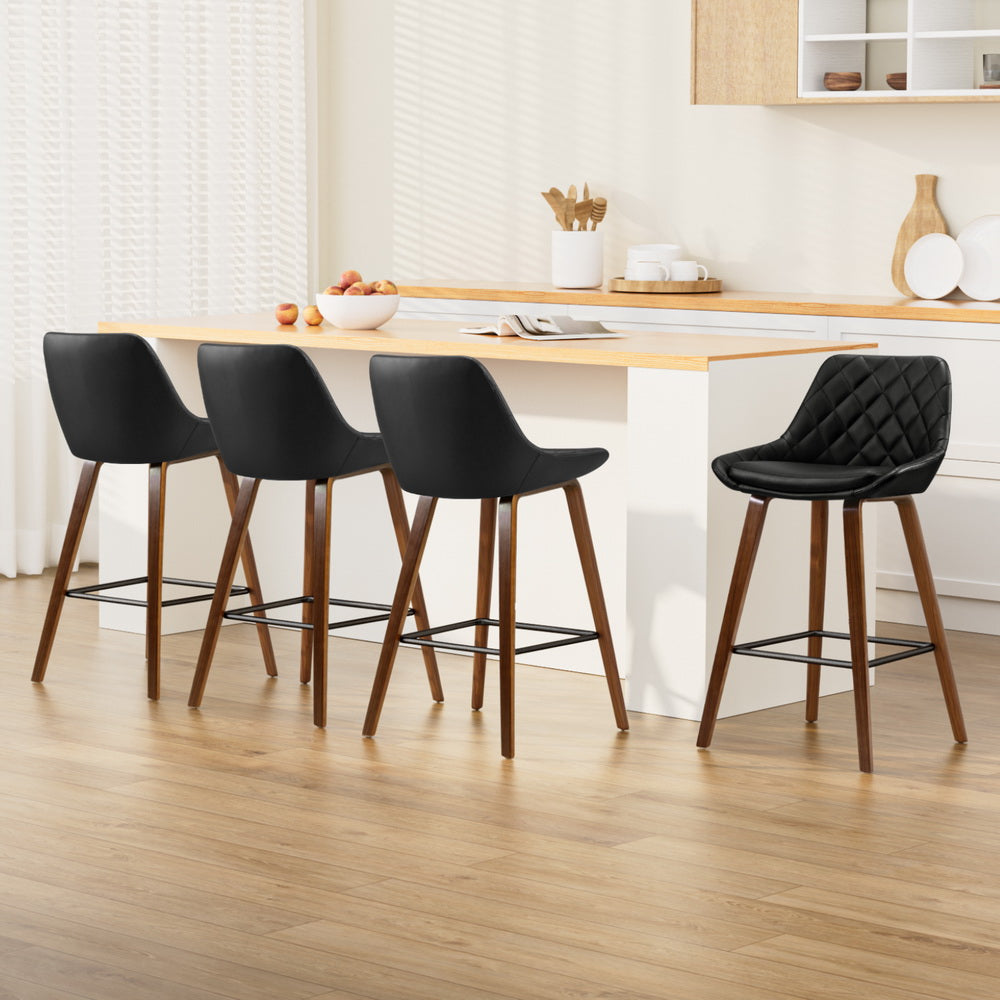 Benjamin PU Leather Counter Stool - Black (Set of 4)