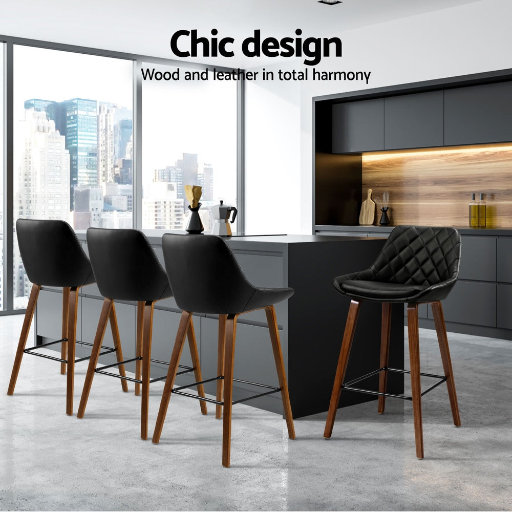 Benjamin PU Leather Counter Stool - Black (Set of 4)