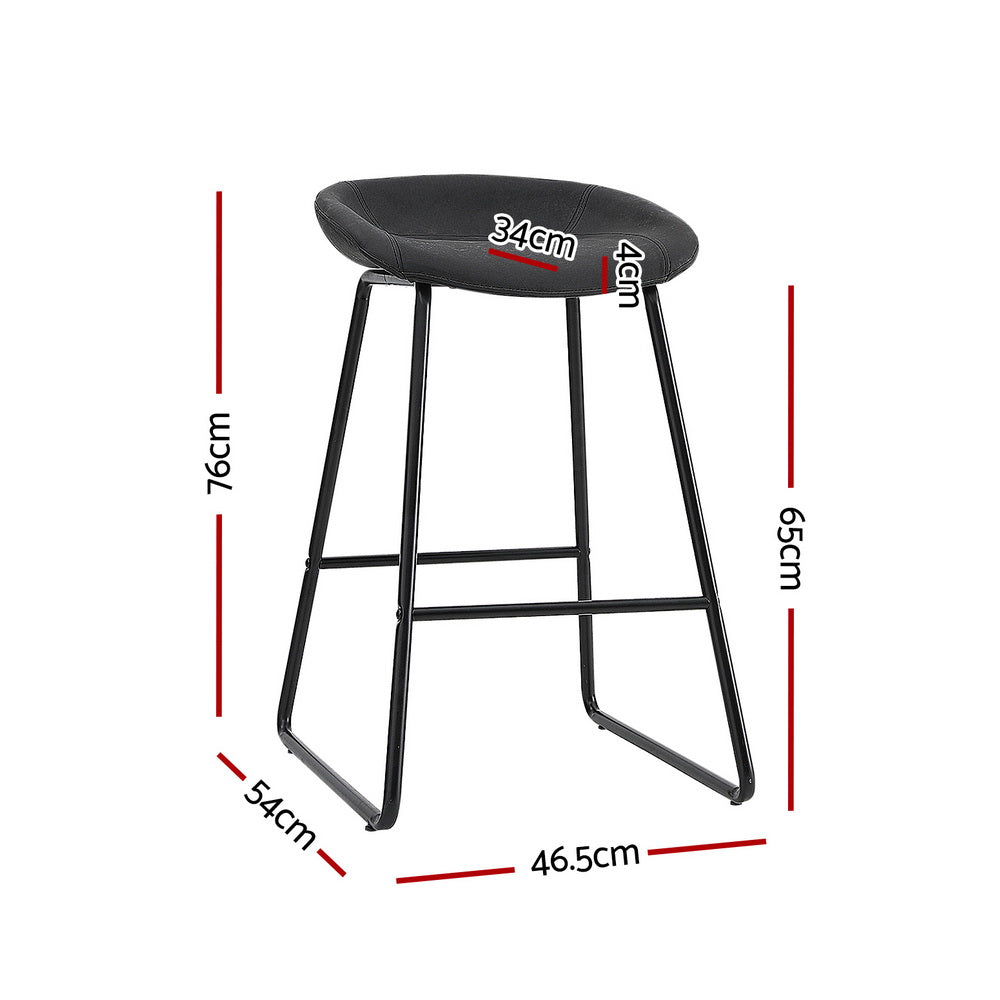 Olivia PU Leather Counter Stool - Black (Set of 2)