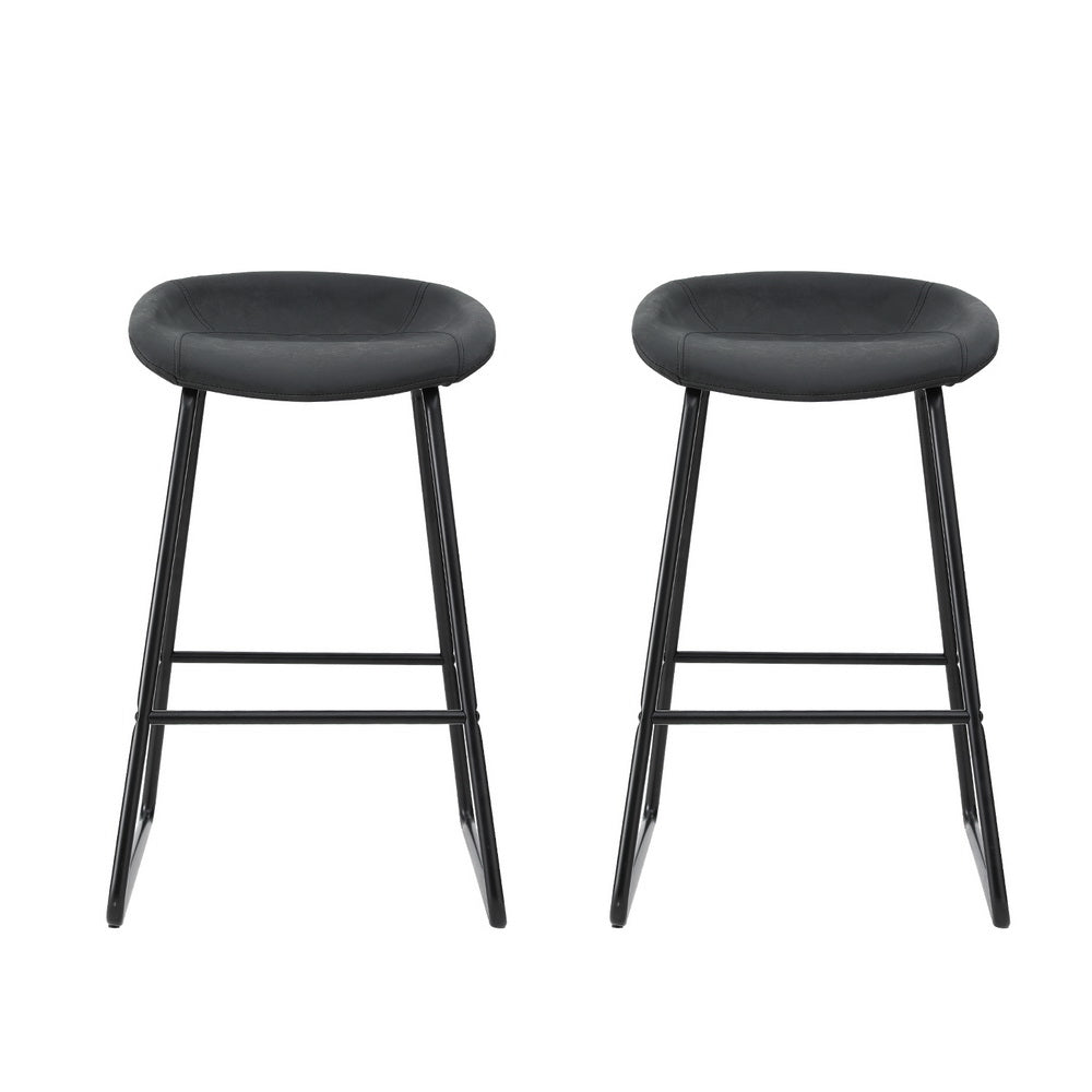 Olivia PU Leather Counter Stool - Black (Set of 2)