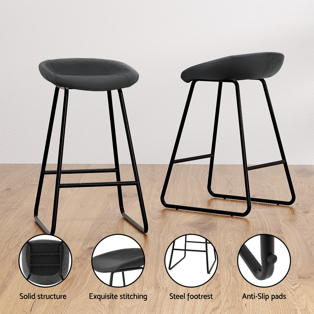 Olivia PU Leather Counter Stool - Black (Set of 2)