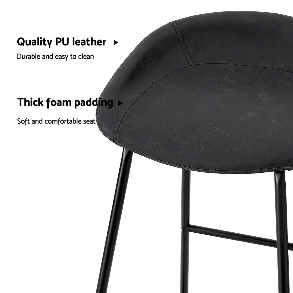 Olivia PU Leather Counter Stool - Black (Set of 2)
