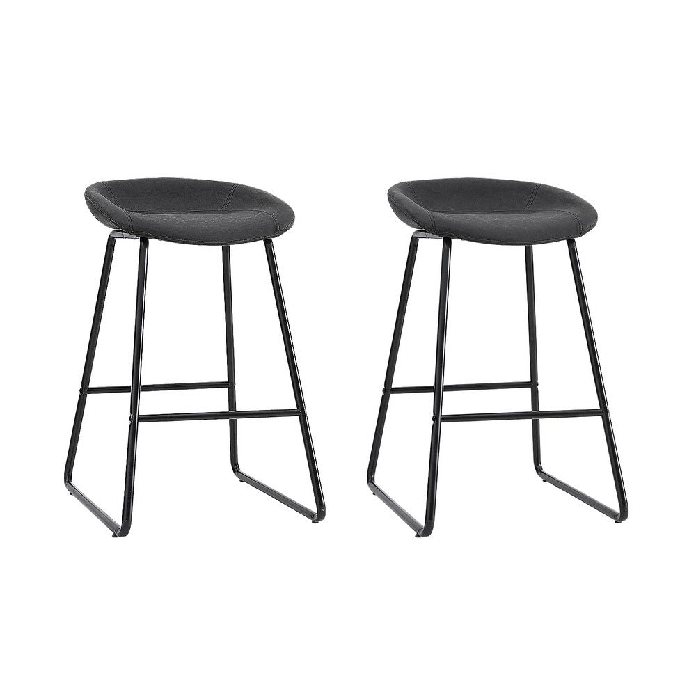 Olivia PU Leather Counter Stool - Black (Set of 2)