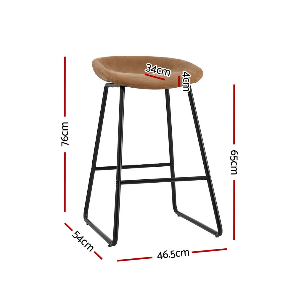 Olivia PU Leather Counter Stool - Brown (Set of 2)