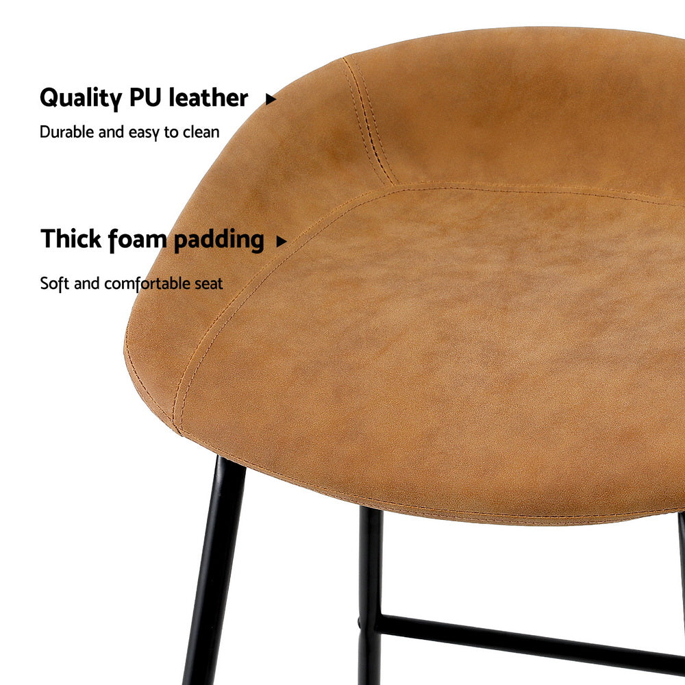 Olivia PU Leather Counter Stool - Brown (Set of 2)