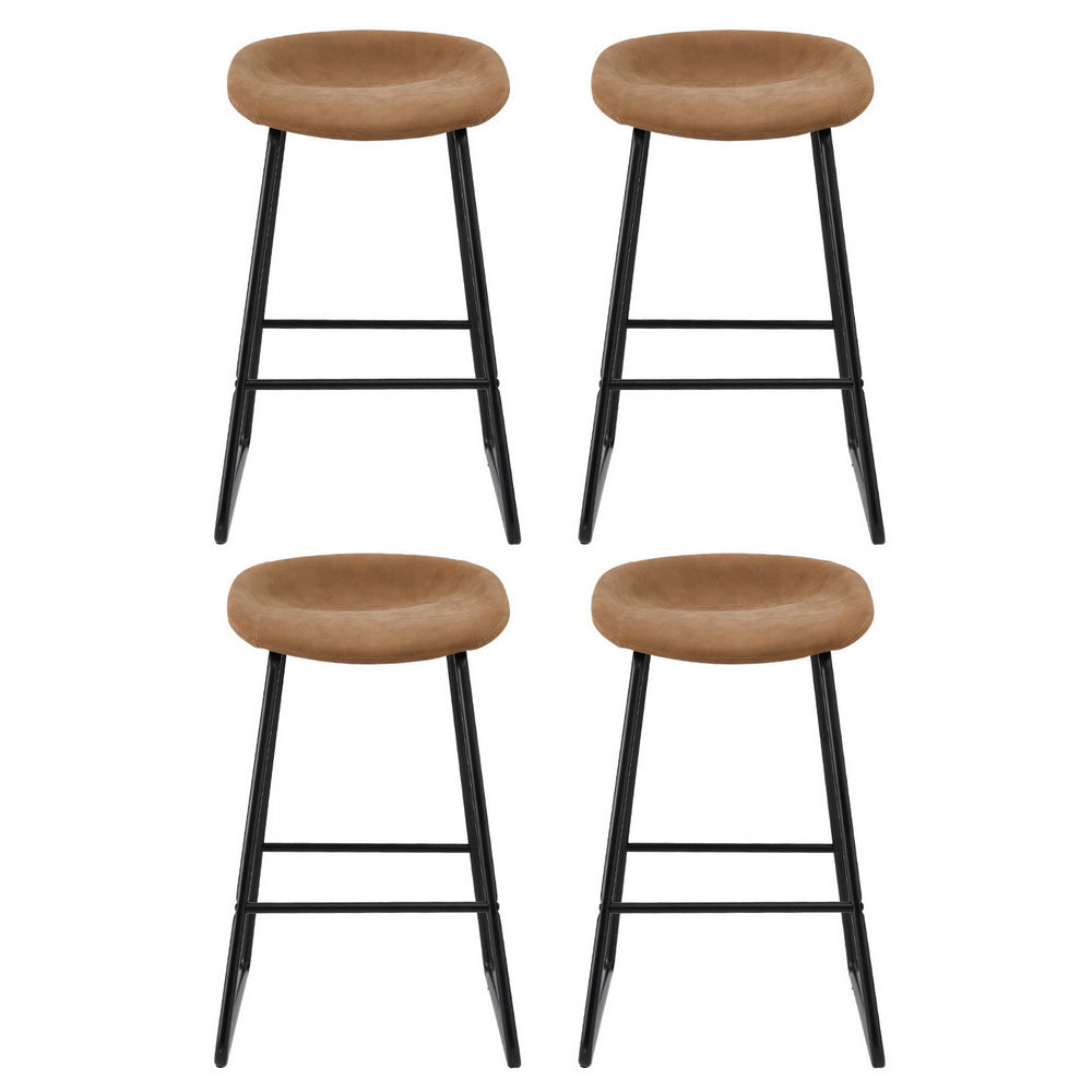 Olivia PU Leather Counter Stool - Brown (Set of 4)
