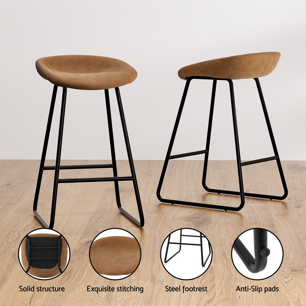 Olivia PU Leather Counter Stool - Brown (Set of 4)