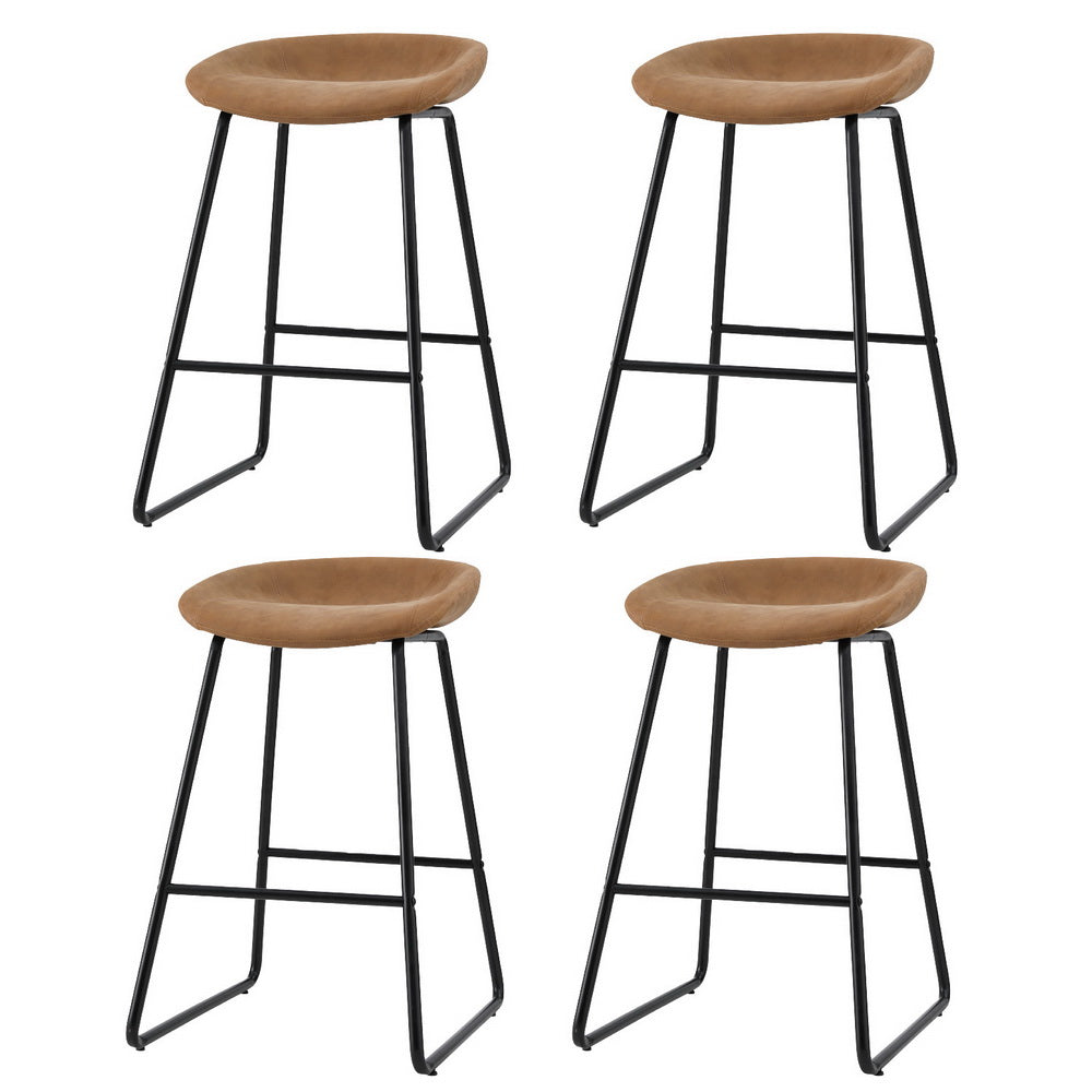 Olivia PU Leather Counter Stool - Brown (Set of 4)