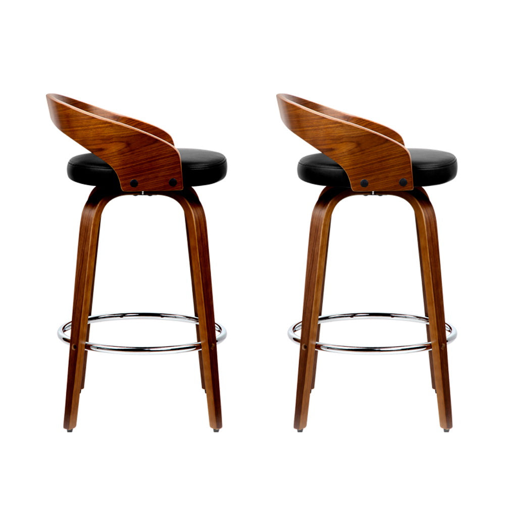 Simon PU Leather Counter Stool - Black (Set of 2)