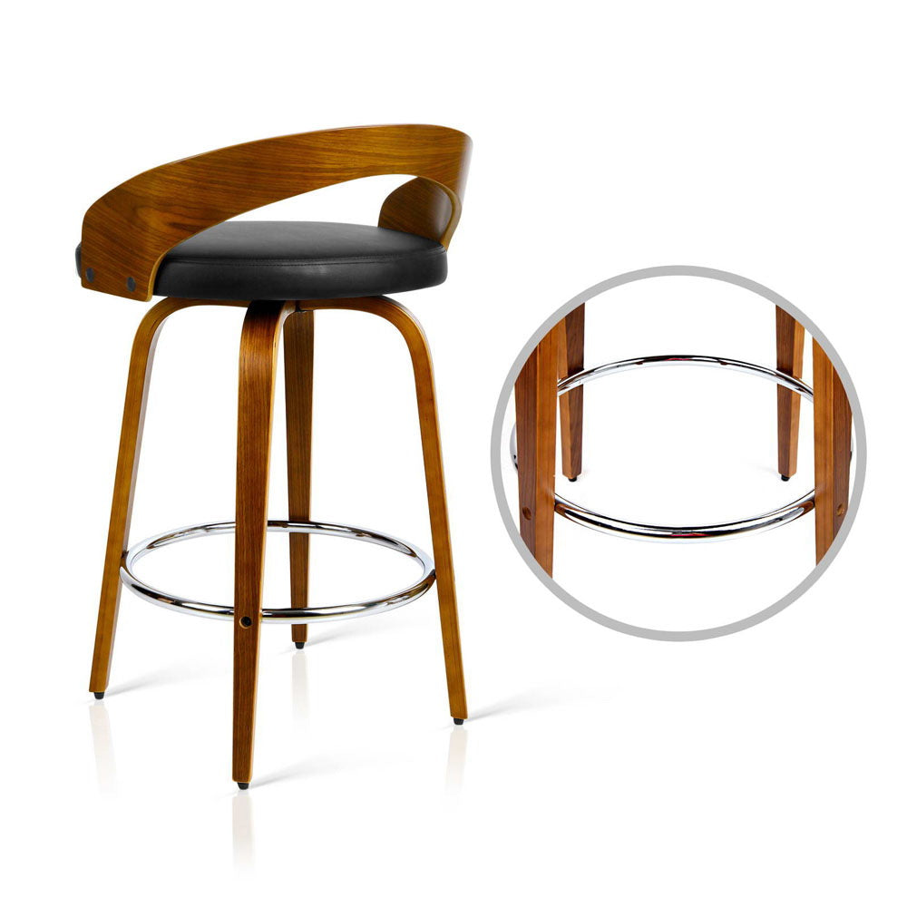 Simon PU Leather Counter Stool - Black (Set of 2)