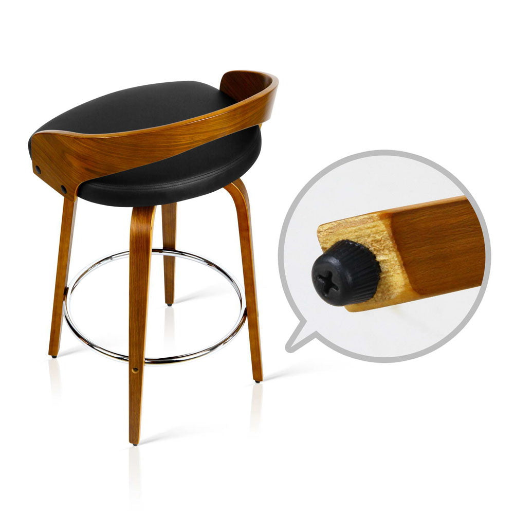 Simon PU Leather Counter Stool - Black (Set of 2)