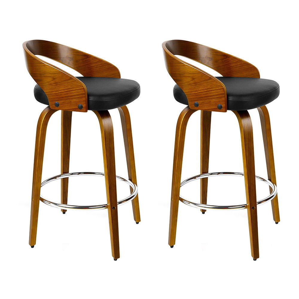 Simon PU Leather Counter Stool - Black (Set of 2)