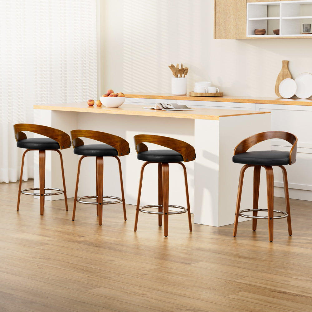 Simon PU Leather Counter Stool - Black (Set of 4)