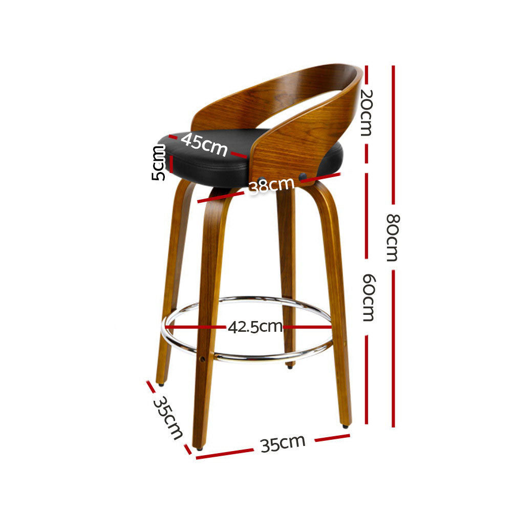 Simon PU Leather Counter Stool - Black (Set of 4)