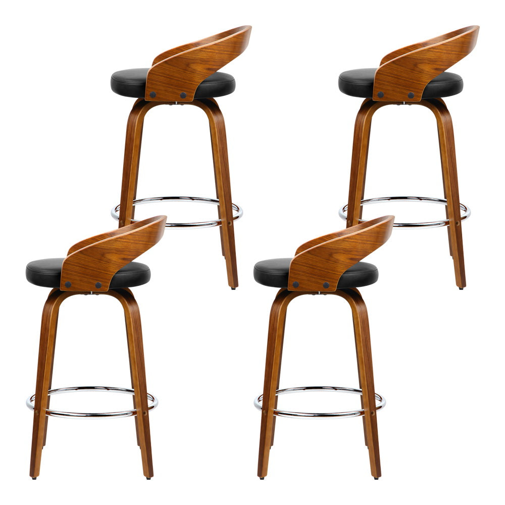 Simon PU Leather Counter Stool - Black (Set of 4)