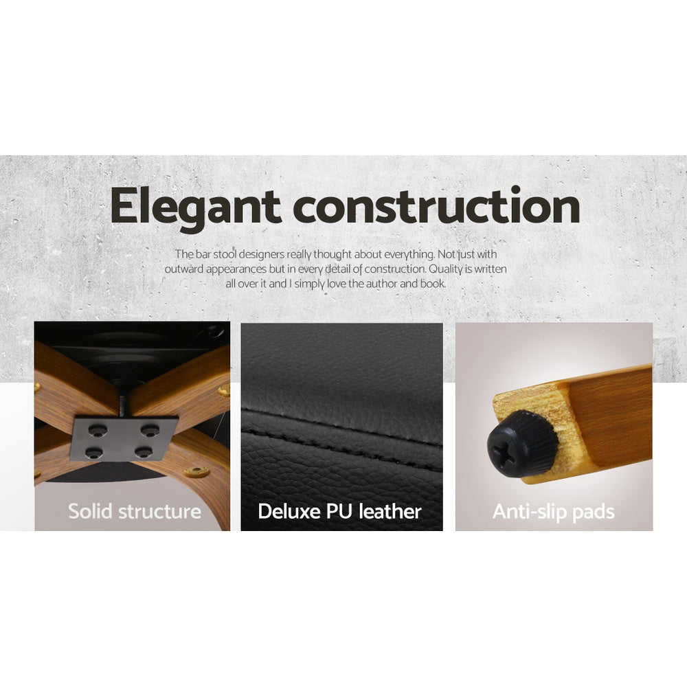 Simon PU Leather Counter Stool - Black (Set of 4)