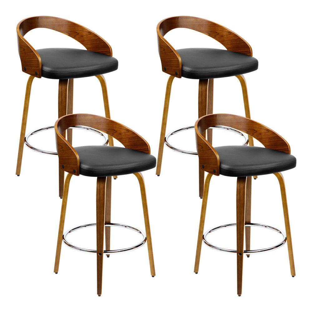 Simon PU Leather Counter Stool - Black (Set of 4)