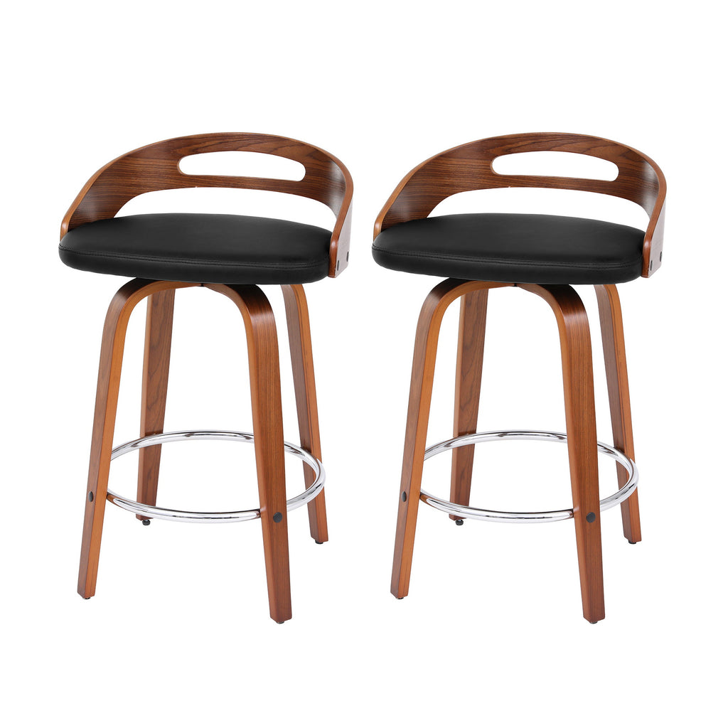 Mabel PU Leather Counter Stool - Black (Set of 2)