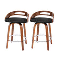 Mabel PU Leather Counter Stool - Black (Set of 2)