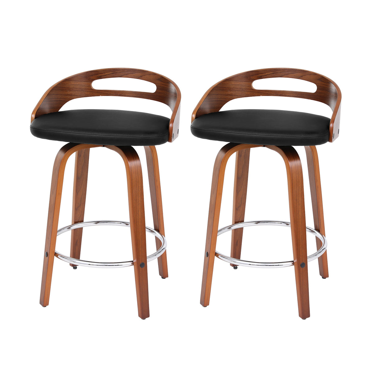 Mabel PU Leather Counter Stool - Black (Set of 2)