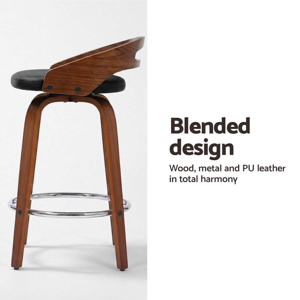 Mabel PU Leather Counter Stool - Black (Set of 2)