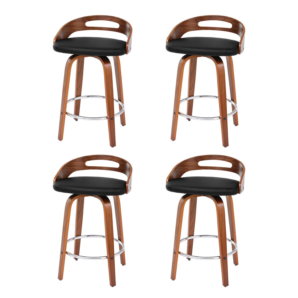 Mabel PU Leather Counter Stool - Black (Set of 4)