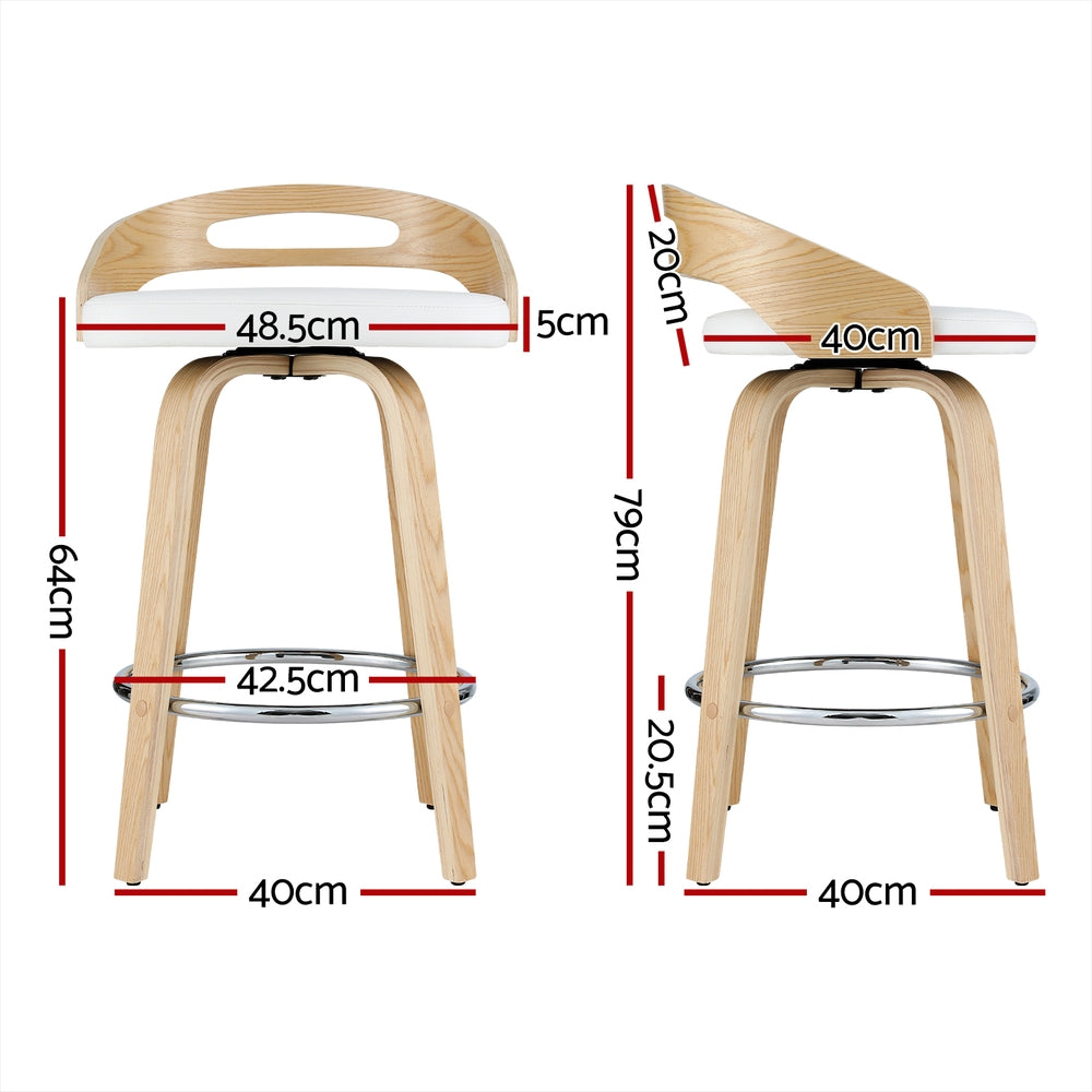 Mabel PU Leather Counter Stool - White (Set of 2)