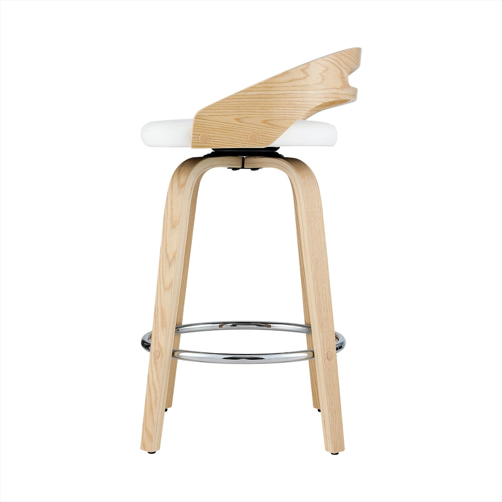 Mabel PU Leather Counter Stool - White (Set of 2)